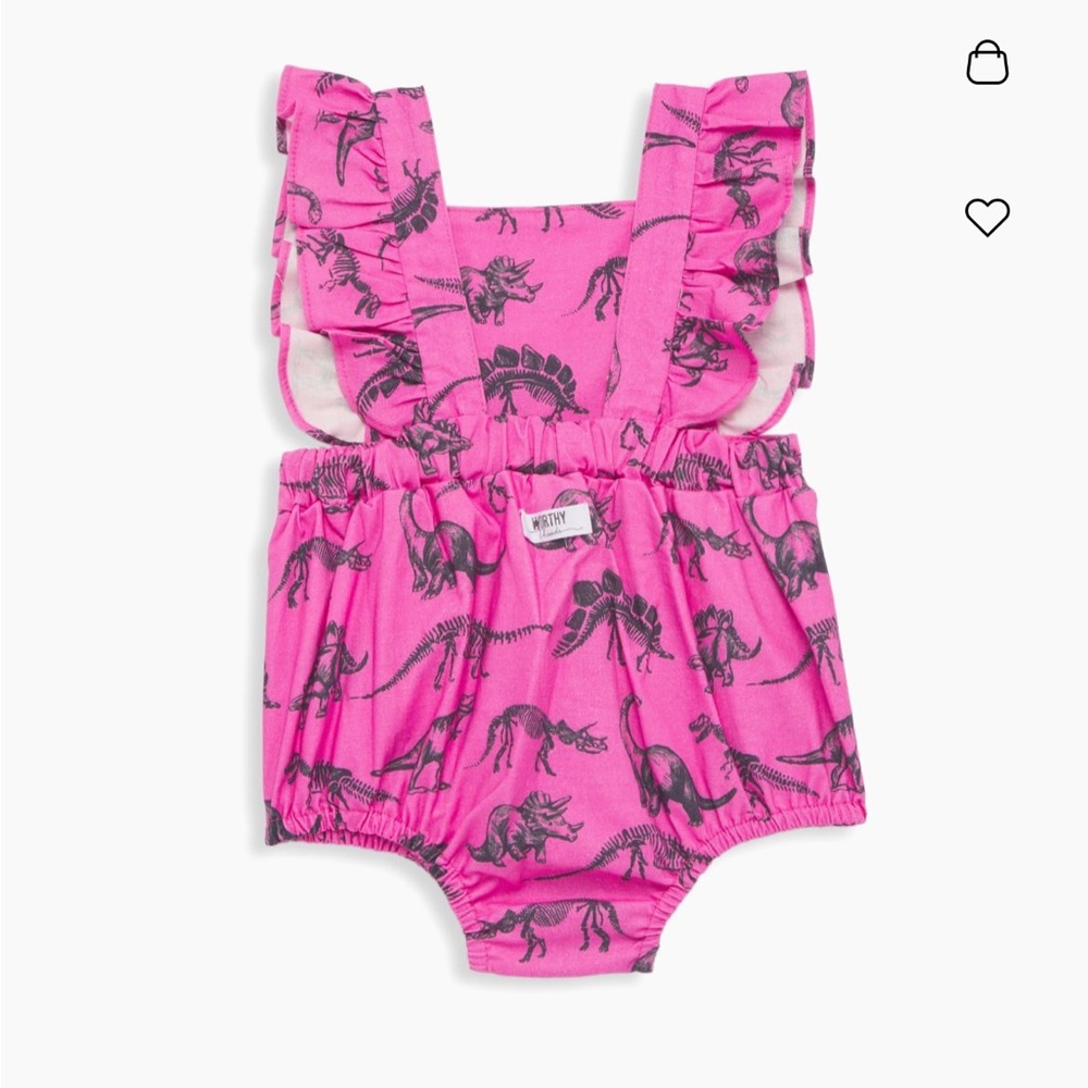 Worthy Threads - 3-6 months, Baby Girl’s Dinosaur Print Bubble Romper